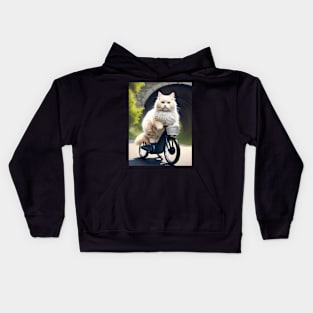 Cat on a Bicycle Kids Hoodie